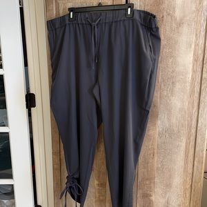 Caslon XXL cotton viscose drawstring waist pants with ankle ties grey slate